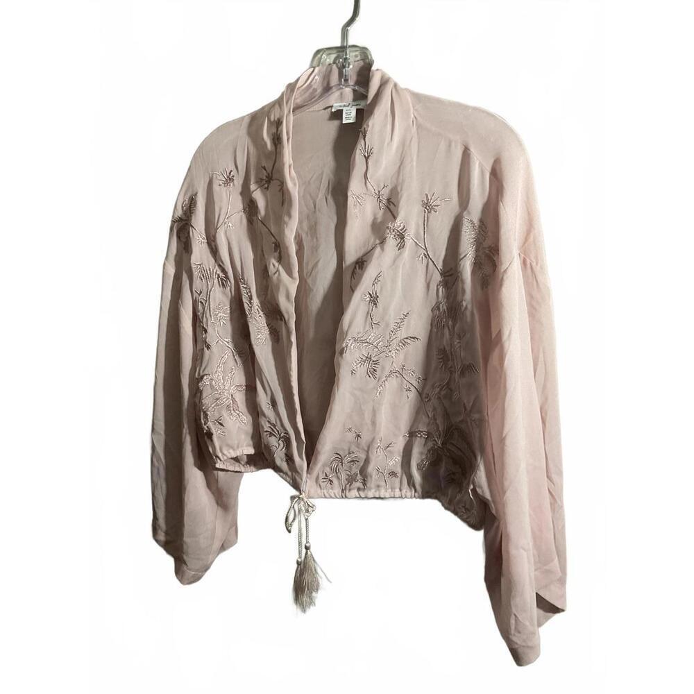 Tribal Jeans Light Pink Pastel Fairy Core Kimono Jacket with Embroidery